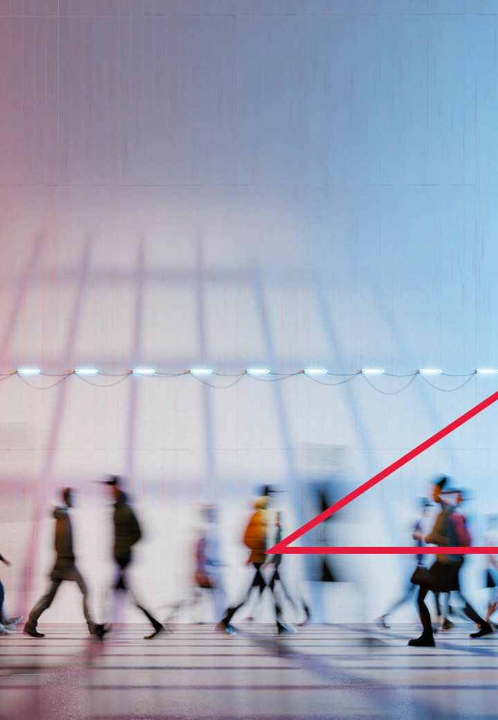 person walking out of focus